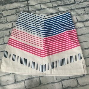 Lady Hagen White Skirt with Pink/Blue Stripes~